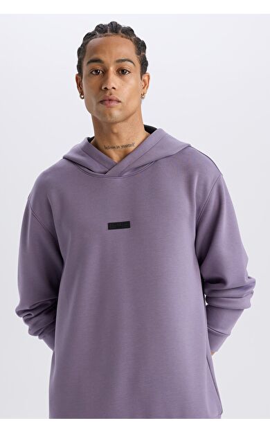 DeFacto DeFactoFit Standart Fit Kapüşonlu Skuba Dalgıç Kumaş Sporcu Sweatshirt D7364AX25SPPR506