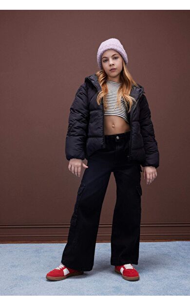 DeFacto Kız Çocuk Wide Leg Kargo Geniş Paça Jean Pantolon D7373A825SMNM36