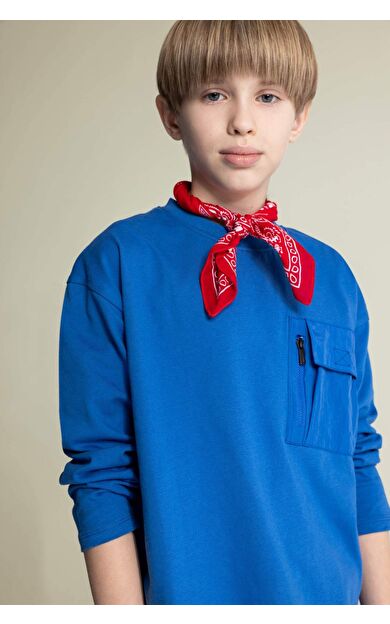 DeFacto Erkek Çocuk Oversize Geniş Kalıp Bisiklet Yaka Uzun Kollu Tişört D7405A825SPBE165