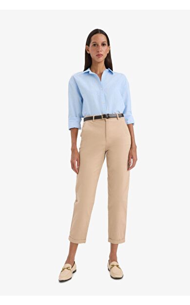 DeFacto Carrot Fit Gabardin Kemerli Pantolon Cepli Yüksek Bel