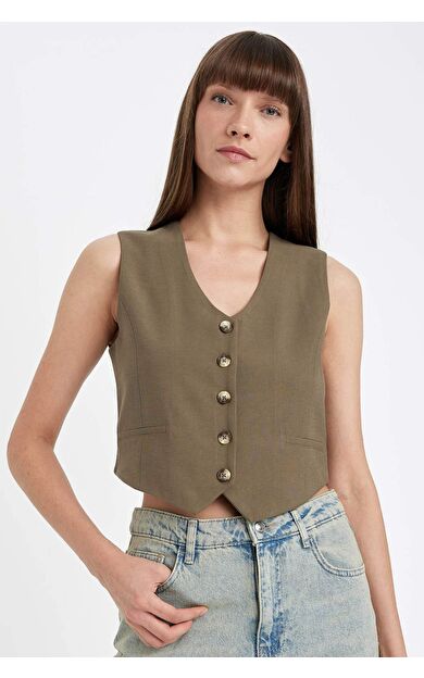 Regular Fit V Yaka Blazer Yelek