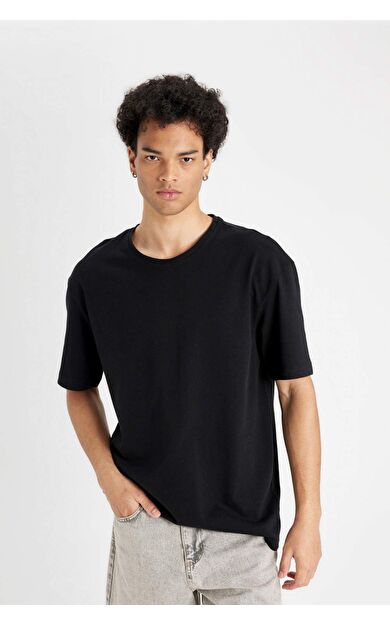 DeFacto DeFactoFit Boxy Fit Bisiklet Yaka Kısa Kollu Tişört D7415AX24HSBK81