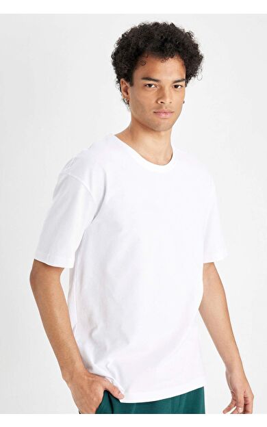 DeFactoFit Boxy Fit Bisiklet Yaka Kısa Kollu Tişört D7415AX24HSWT34