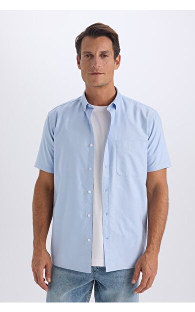 DeFacto Regular Fit Polo Yaka Oxford Yazlık Kısa Kollu Gömlek D7419AX25SMBE196