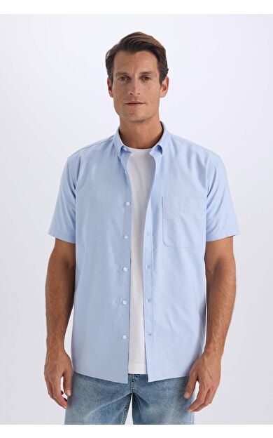 DeFacto Regular Fit Polo Yaka Oxford Yazlık Kısa Kollu Gömlek D7419AX25SMBE196