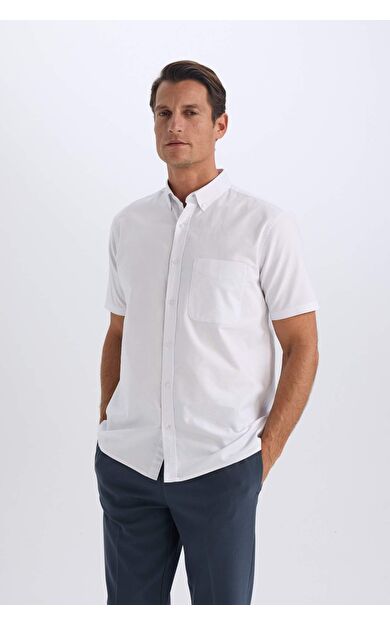 DeFacto Regular Fit Polo Yaka Oxford Yazlık Kısa Kollu Gömlek D7419AX25SMWT34