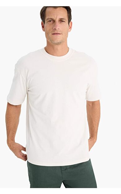 DeFacto Boxy Fit Bisiklet Yaka Basic Düz Kısa Kollu Tişört D7481AX25SPBG350