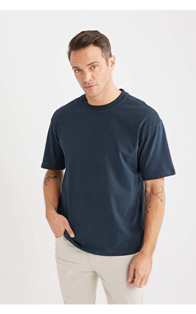 DeFacto Boxy Fit Bisiklet Yaka Basic Düz Kısa Kollu Tişört D7481AX25SPNV217