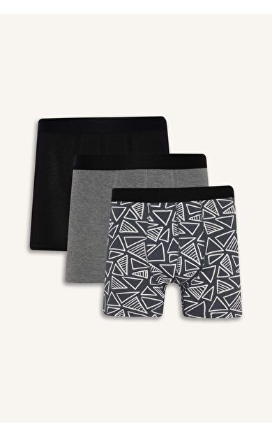 DeFacto Regular Fit Baskılı 3'lü Boxer D7515AX25AUBK81