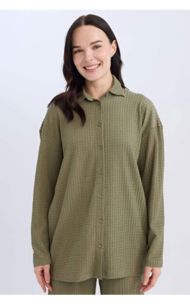 DeFacto Traditional Relax Fit Polo Yaka Bürümcük Uzun Kollu Tişört D7520AX24AUKH82