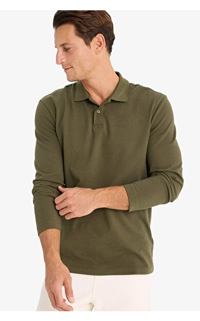 DeFacto New Regular Fit Polo Yaka Uzun Kollu Pike Tişört