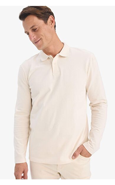 DeFacto New Regular Fit Basic Düz Uzun Kollu Pike Polo Tişört