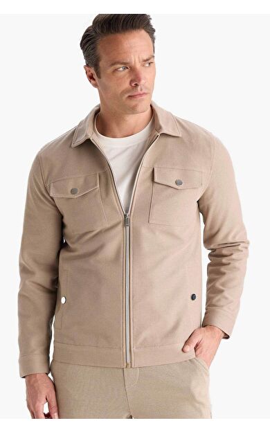 Slim Fit Dar Kesim Polo Yaka Fermuarlı Mont D7533AX25AUBG773