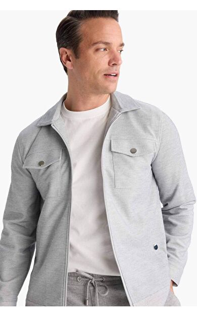 Slim Fit Dar Kesim Polo Yaka Fermuarlı Mont D7533AX25AUGR221