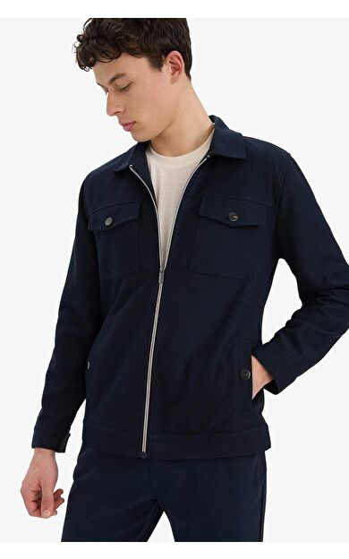 DeFacto Slim Fit Dar Kesim Polo Yaka Fermuarlı Mont D7533AX25AUNV106