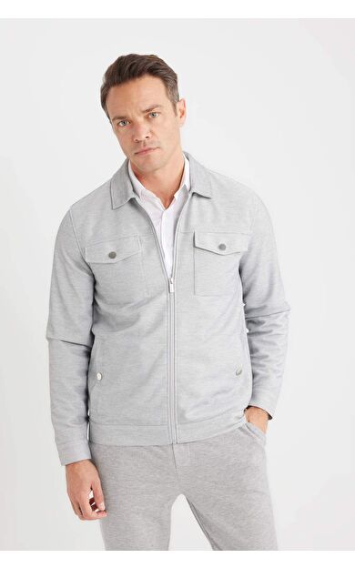 DeFacto Slim Fit Dar Kesim Polo Yaka Fermuarlı Mont D7533AX25SPGR221