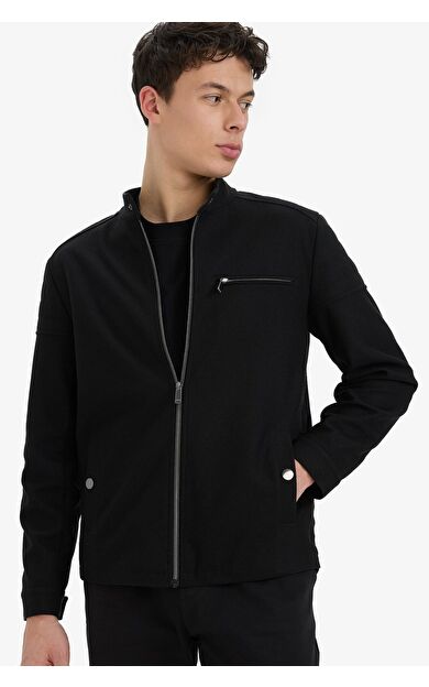 DeFacto Slim Fit Dar Kesim Dik Yaka Fermuarlı Mont D7534AX25AUBK27