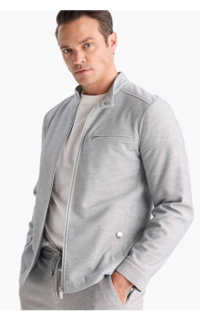 Slim Fit Dar Kesim Dik Yaka Fermuarlı Mont D7534AX25AUGR221