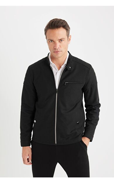 DeFacto Slim Fit Dar Kesim Dik Yaka Fermuarlı Mont D7534AX25SPBK27