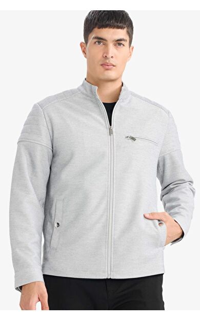 Slım Fıt Dik Yaka Fermuarlı Mont