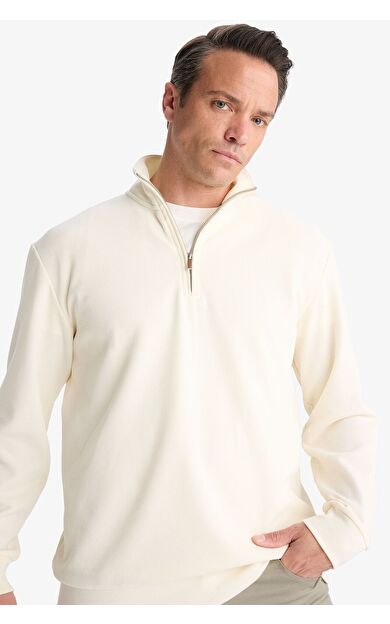 DeFacto Comfort Fit Dik Yaka Waffle Sweatshirt D7543AX25SPER138