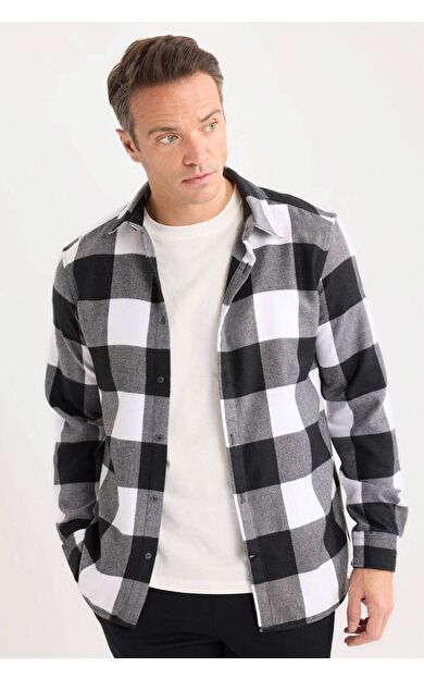 DeFacto Regular Fit Polo Yaka Pamuklu Uzun Kollu Gömlek D7558AX24AUBK81