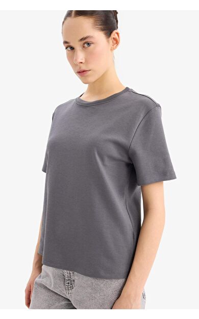 DeFacto Regular Fit Bisiklet Yaka Basic Düz Kalın Kumaş Kısa Kollu Tişört D7579AX25SPAR191