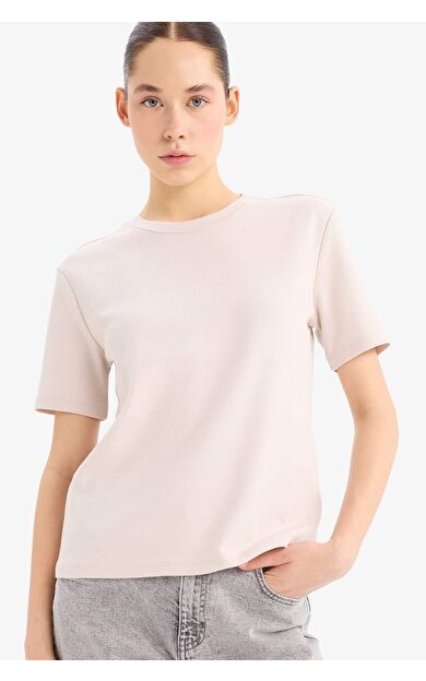 DeFacto Regular Fit Bisiklet Yaka Basic Düz Kalın Kumaş Kısa Kollu Tişört D7579AX25SPBG106