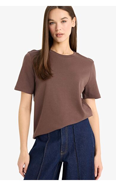 DeFacto Regular Fit Bisiklet Yaka Basic Düz Kısa Kollu Tişört D7579AX25SPBN540