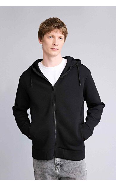 Relax Fıt Kapüşonlu İçi Yumuşak Tüylü Kalın Kumaş Hırka