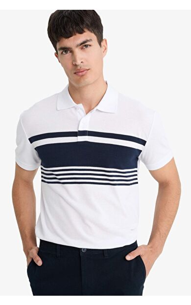DeFacto Regular Fit Polo Yaka Kısa Kollu Çizgili Polo Tişört