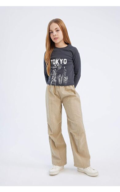 DeFacto Kız Çocuk Beli Lastikli Düz Paça Paraşüt Pantolon D7605A825SMBG414