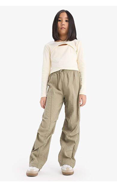 DeFacto Kız Çocuk Beli Lastikli Düz Paça Paraşüt Pantolon D7605A825SMKH465