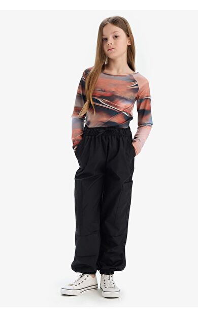 DeFacto Kız Çocuk Paraşüt Kargo Jogger Paça Pamuklu Pantolon D7607A825SMBK27
