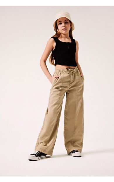 DeFacto Kız Çocuk Wide Leg Geniş Paça Pamuklu Pantolon D7609A825SMBG359