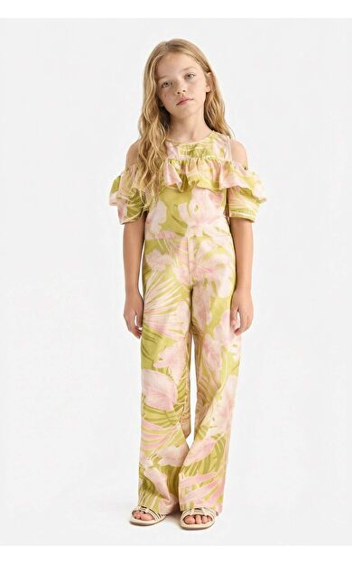 DeFacto Kız Çocuk Desenli Wide Leg Geniş Paça Pamuklu Pantolon D7610A825SMGN115