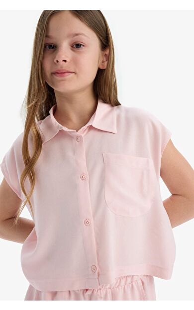 DeFacto Kız Çocuk Crop Pamuklu Kısa Kollu Gömlek D7644A825SMPN638