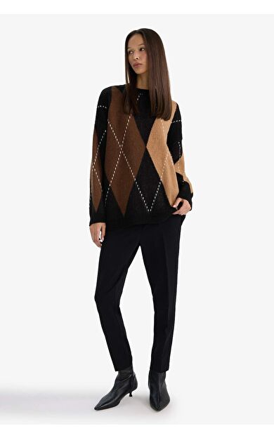 Çift Cepli Yüksek Bel Düz Paça Pantolon