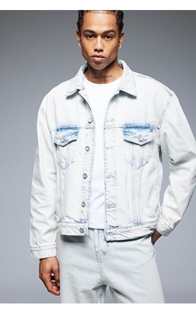 DeFacto Oversize Geniş Kalıp Mevsimlik Baharlık Jean Ceket D7741AX25SPNM63