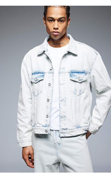 DeFacto Oversize Geniş Kalıp Mevsimlik Baharlık Jean Ceket D7741AX25SPNM63