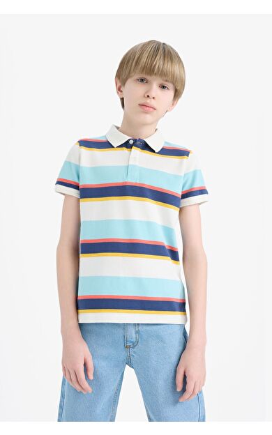 DeFacto Erkek Çocuk Çizgili Pike Kısa Kollu Polo Tişört D7828A825SMER105