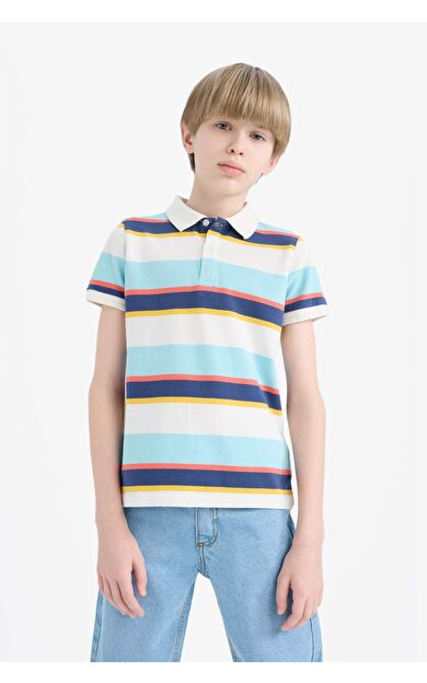DeFacto Erkek Çocuk Çizgili Pike Kısa Kollu Polo Tişört D7828A825SMER105