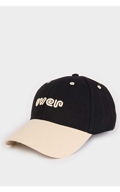 DeFacto Erkek Etiket Baskılı Dokuma Beyzbol Basketbol Şapkası D7833AX25SMNV2