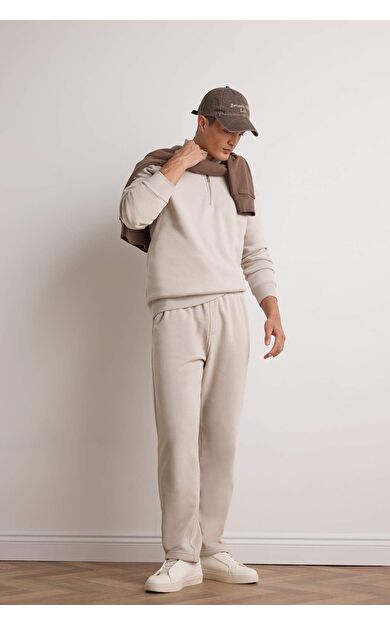 Regular Fit Beli Bağcıklı Cepli Düz Paça Kalın Eşofman Altı D7836AX25AUBG766
