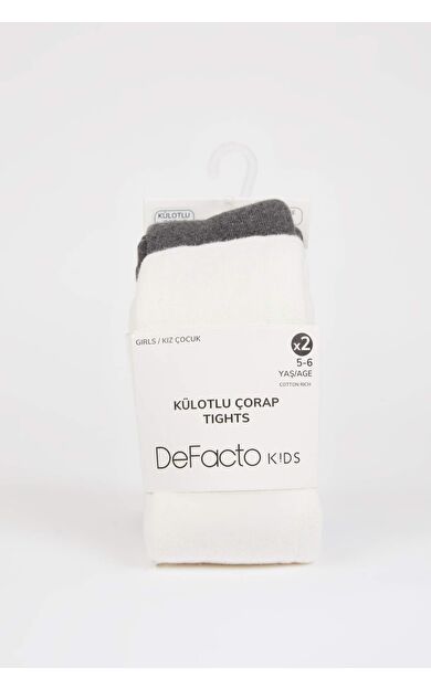 DeFacto Kız Çocuk 2'li Pamuklu Uzun Çorap D7847A8NSKR1