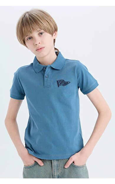 DeFacto Erkek Çocuk Nakışlı Kısa Kollu Polo Tişört
