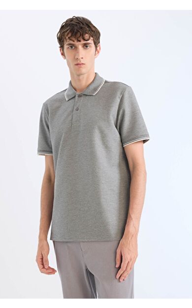 DeFacto Regular Fit Polo Yaka Kısa Kollu Dokulu Waffle Tişört