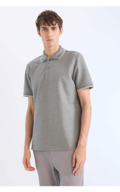 DeFacto Regular Fit Polo Yaka Kısa Kollu Dokulu Waffle Tişört