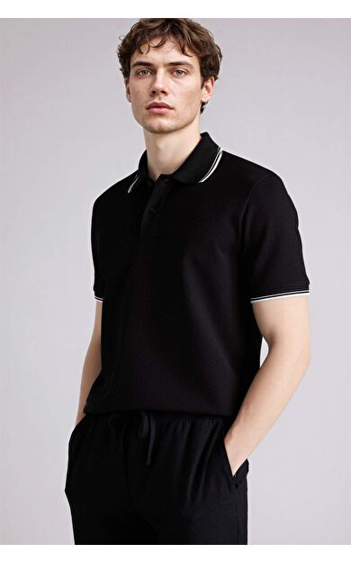 DeFacto Regular Fıt Polo Yaka Waffle Kısa Kollu Polo Tişört