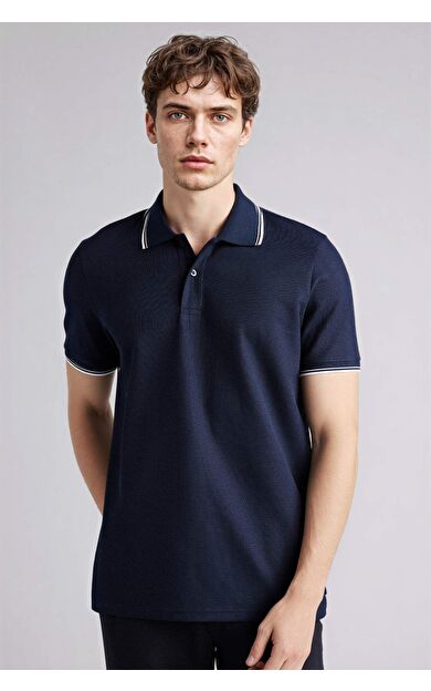 DeFacto Regular Fıt Polo Yaka Waffle Kısa Kollu Polo Tişört